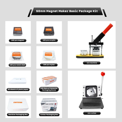 2x2 Inch Button Maker Machine - Custom Photo Fridge Magnet Making Kit with Cutter & Magnets
