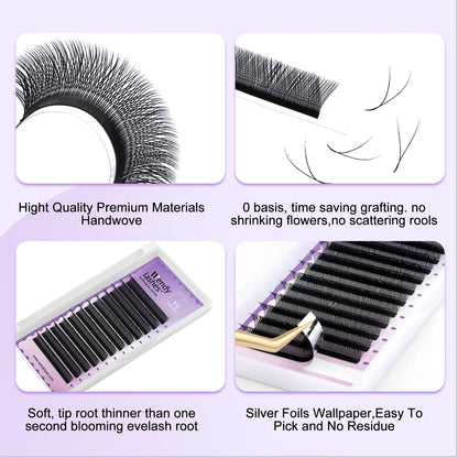 Wendy Lashes YY Shape Eyelash Extensions – Automatic Flowering W-Shape 3D-8D Premade Black Lashes