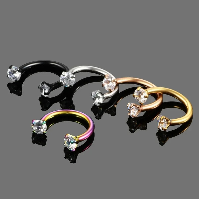 Stainless Steel Crystal Hoop Piercing – Nose, Ear, Belly Ring for Women & Men, Cartilage Helix Daith Jewelry