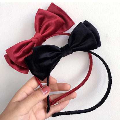 Women's Soft Velvet Bowknot Hairbands – Elegant Red & Black Party Headbands, Korean Vintage Headwear, Photo Prop Accessories
