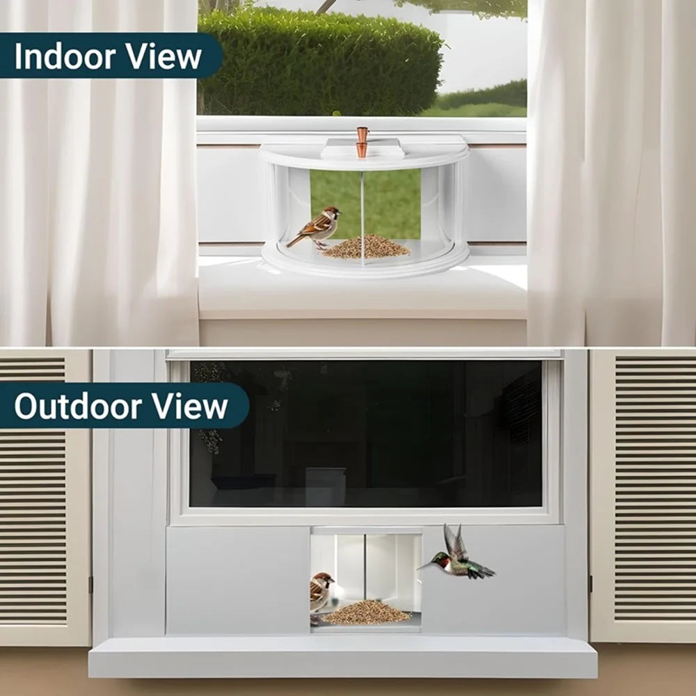 Window Bird Feeder - 180° Clear View Hanging Bird Feeding Tray for Easy Bird Watching & Outdoor Decor
