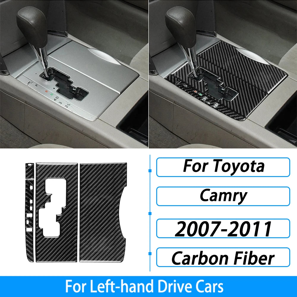 Toyota Camry 2007–2011 Carbon Fiber Interior Trim Set - Center Console, Gear Shift & Air Vent Decorative Covers