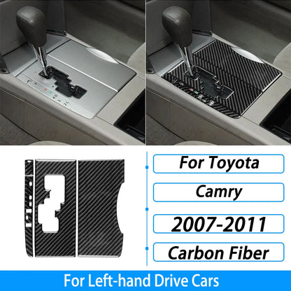 Toyota Camry 2007–2011 Carbon Fiber Interior Trim Set - Center Console, Gear Shift & Air Vent Decorative Covers