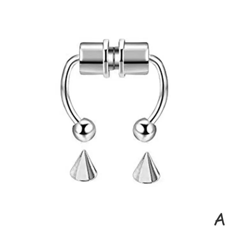 Women’s Fake Septum Piercing – Stainless Steel Magnetic Nose Hoop Clip, Punk Rock Body Jewelry Gift