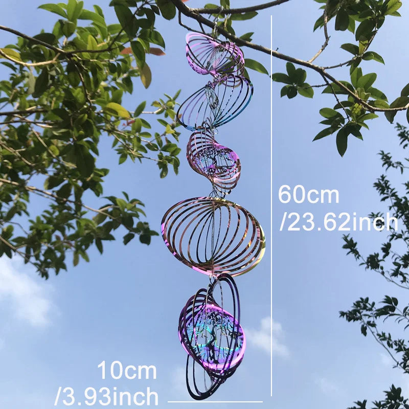 3D Rotating Tree of Life Wind Spinner Chimes – Aesthetic Outdoor Garden Hanging Decor