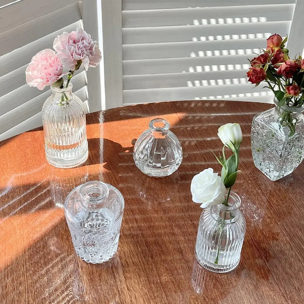 Retro Hydroponic Transparent Glass Vase — INS Style Flower Vase for Desktop, Home, Wedding & Party Decoration