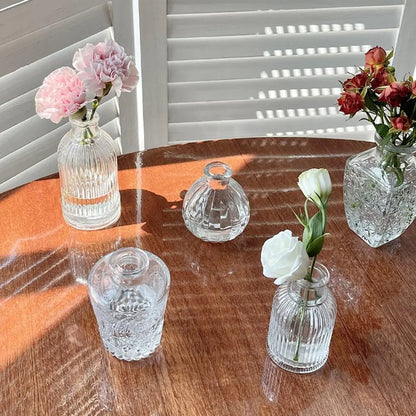 Retro Hydroponic Transparent Glass Vase — INS Style Flower Vase for Desktop, Home, Wedding & Party Decoration