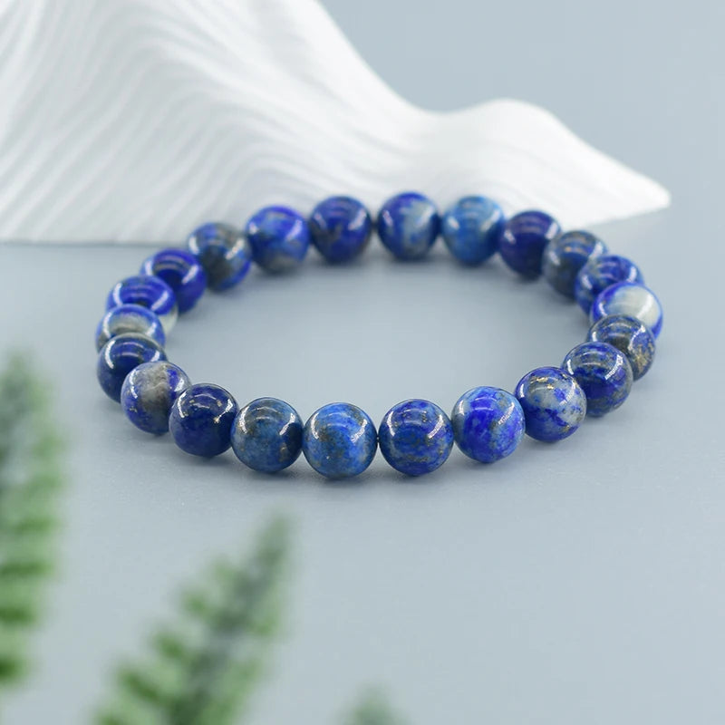 Natural 5A Lapis Lazuli Stone Bracelet - Elastic Healing Bead Jewelry Gift for Men & Women