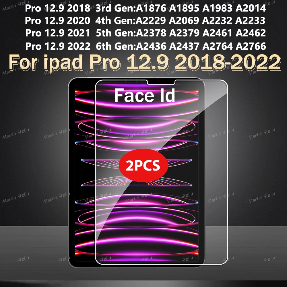2-Pack Tempered Glass Screen Protector for iPad Pro & Air 12.9"/13"/11" — Compatible with M2/M3/M4/M5 (2024–2025)