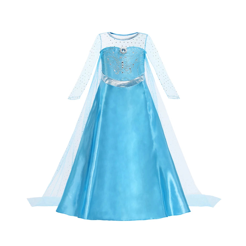 2026 Girls Princess Costume Dress - Elsa, Anna, Snow White, Aurora, Moana, Rapunzel, Mermaid & Belle Carnival Cosplay Party Outfit