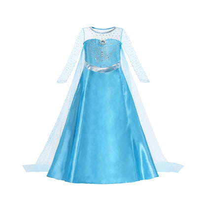 2026 Girls Princess Costume Dress - Elsa, Anna, Snow White, Aurora, Moana, Rapunzel, Mermaid & Belle Carnival Cosplay Party Outfit