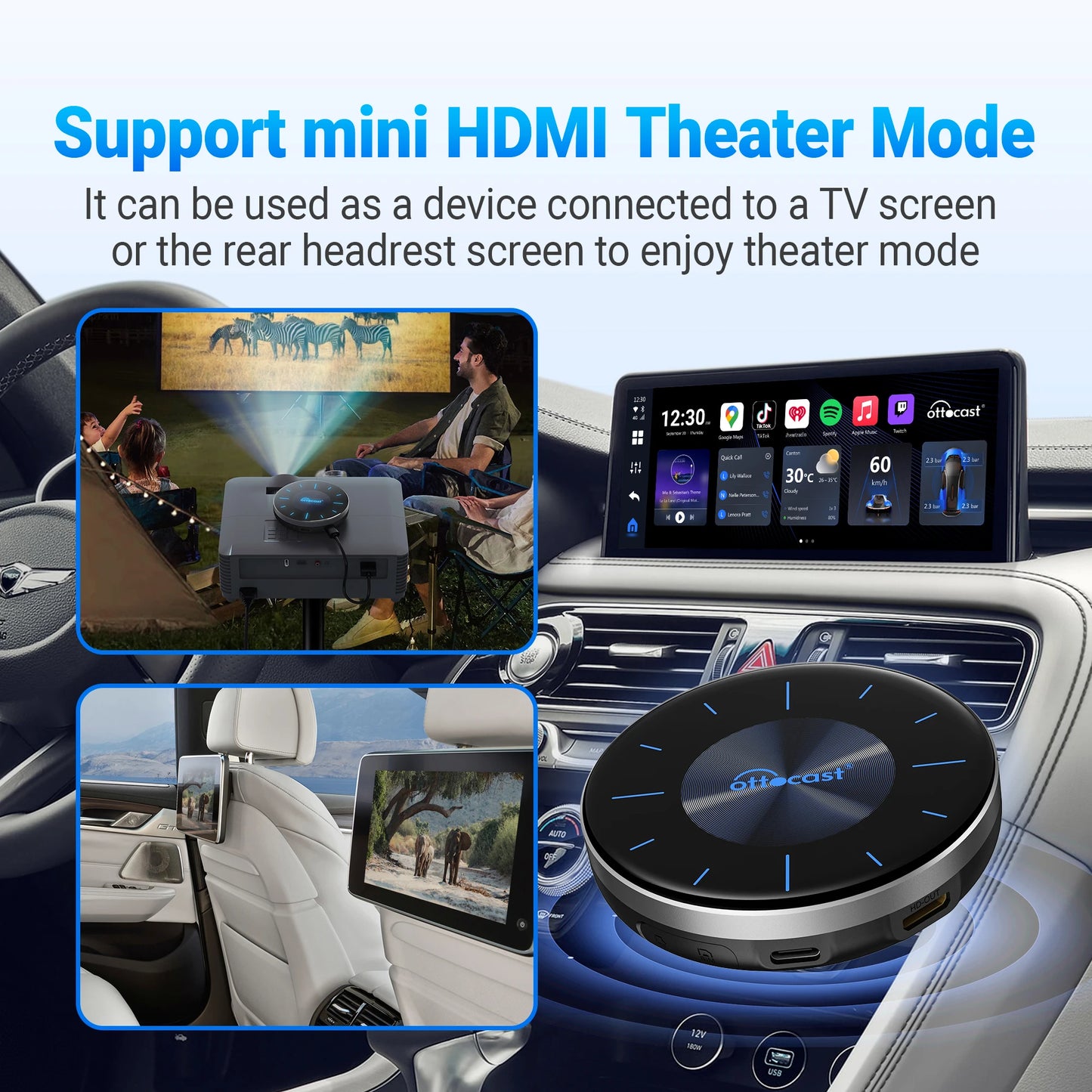 OttoAIBOX P3 CarPlay AI Box — Wireless Android Auto & Mini HDMI TV Box for Toyota, Kia, Hyundai, VW Car Accessories