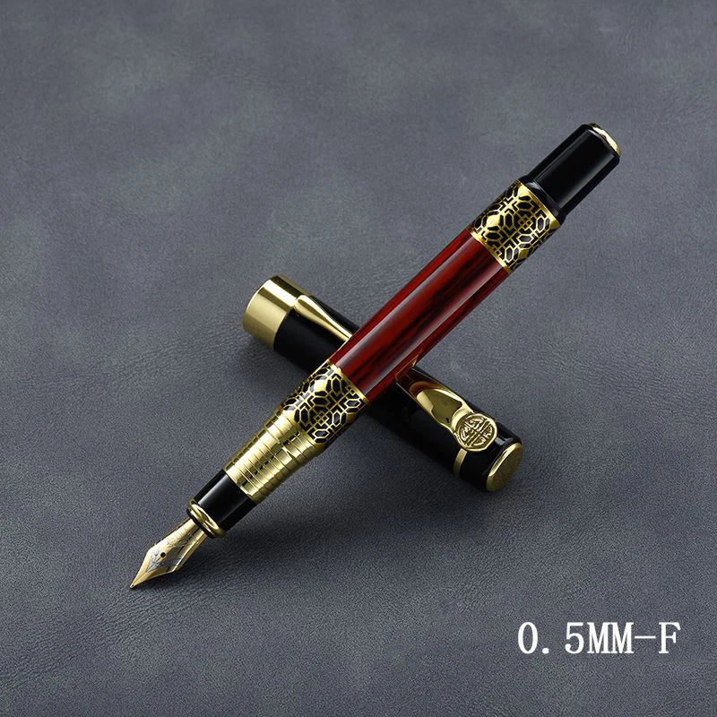 Retro Metal Fountain Pen — 1-100PCS Set with Replaceable Ink, Elegant Writing Pen for Office, School, and Stationery Gifts