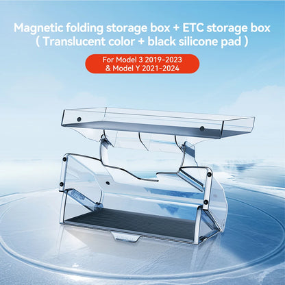 YZ Tesla Model 3/Y Highland Juniper Magnetic Under Screen Storage Box - Hidden Tray Organizer