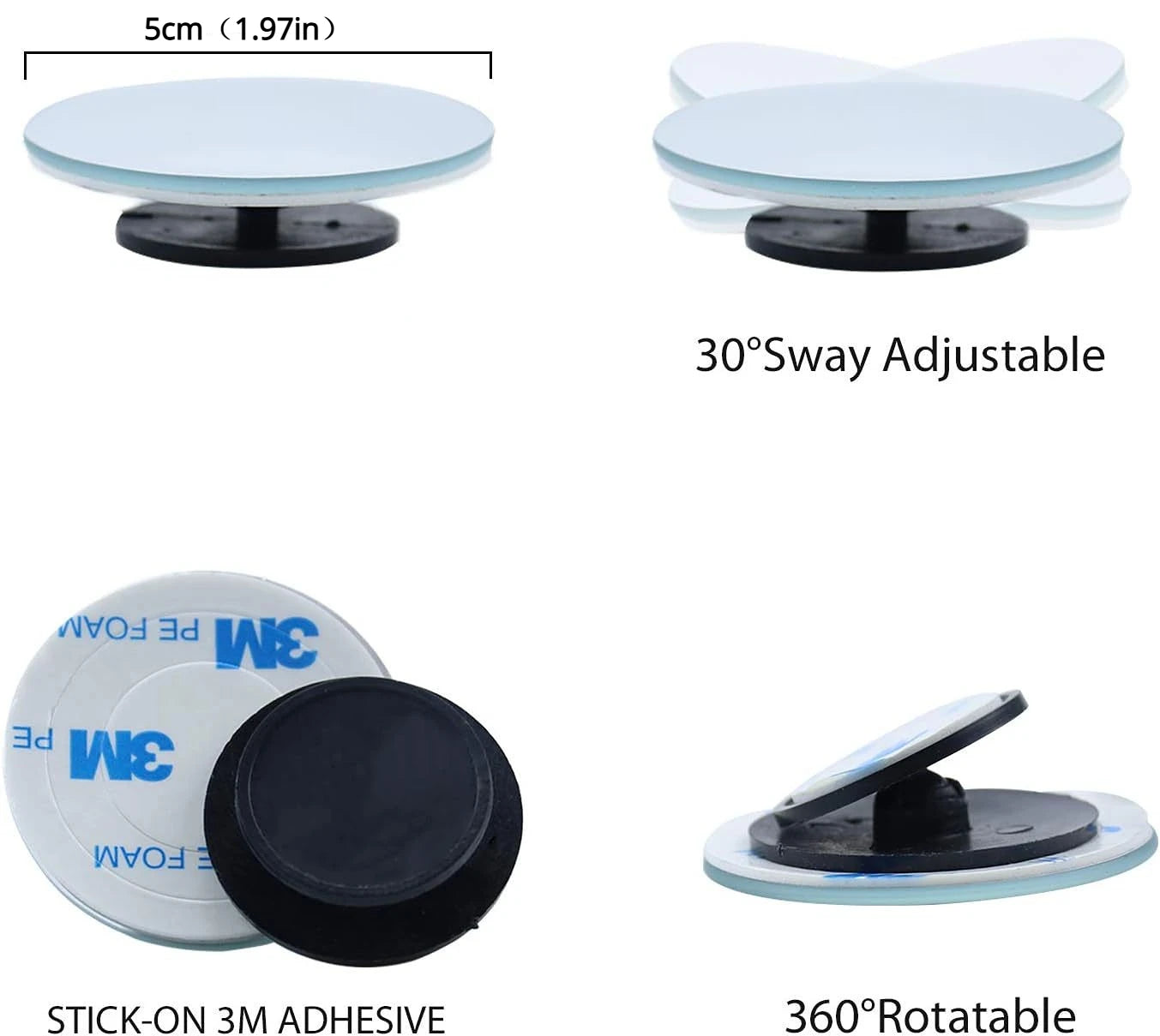 2pcs 360° Adjustable Car Blind Spot Mirrors – HD Convex Rear View Mirror for SUV & Parking