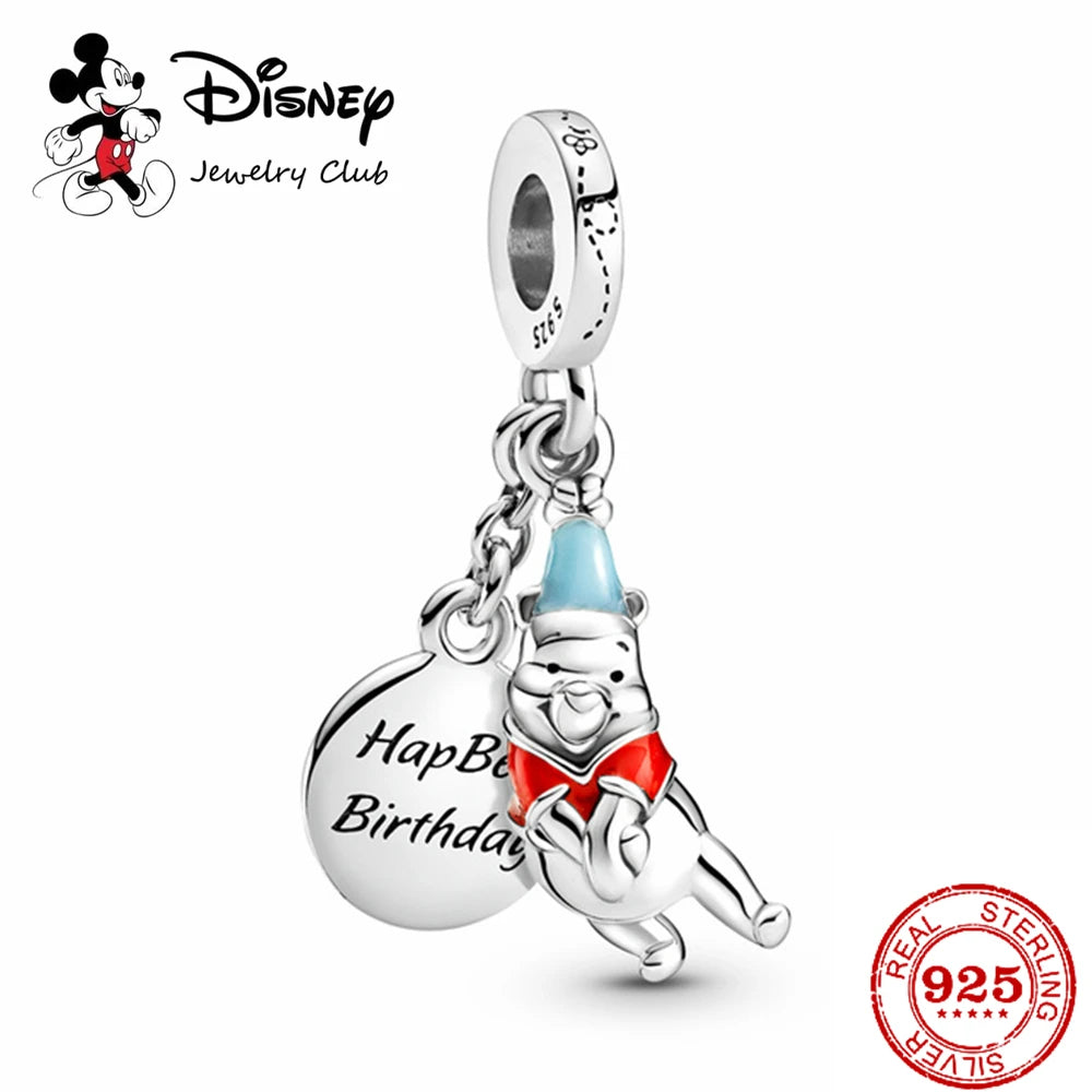 New 925 Sterling Silver Mickey Minnie Vinnie Charm – Beaded Fit for Original Pendant Bracelet, DIY Ladies Jewelry