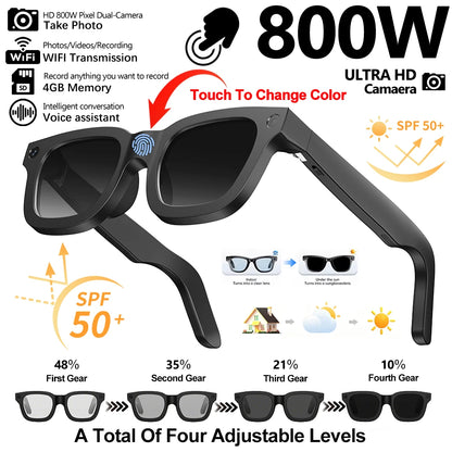 E02C AI Smart Glasses - 8MP HD Camera, 32GB Storage, AI Translation & Smart Recognition