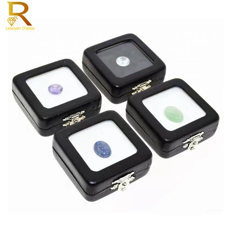 PU Leather Loose Diamond & Gemstone Display Box – Jewelry Storage Organizer Case with Black/White Pad for Beads, Pendants & Stones