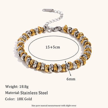 La.Muses Dual Tone Gold & Silver Bead Necklace – Waterproof Stainless Steel Chain Jewelry Gift for Women