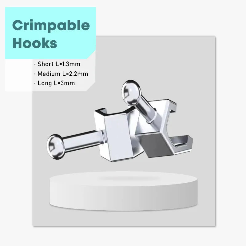 50Pcs Orthodontic Crimpable Hooks Set – Bondable Sliding Long & Short Dental Archwire Bracket Hooks Multi-Function Kit