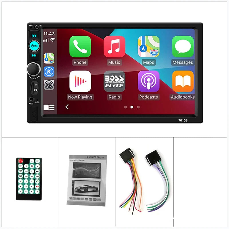 7 Inch 2 Din Car Stereo - Universal Touchscreen Multimedia MP5 Player with USB, TF Card & Bluetooth