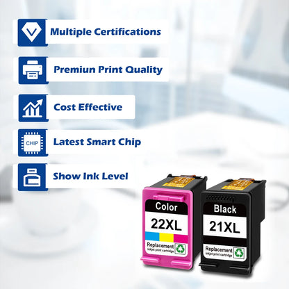 ShinColor Remanufactured HP 21 & 22XL Ink Cartridges Color Replacement for HP DeskJet 3940, 3920 Printers – High Quality Inkjet Set