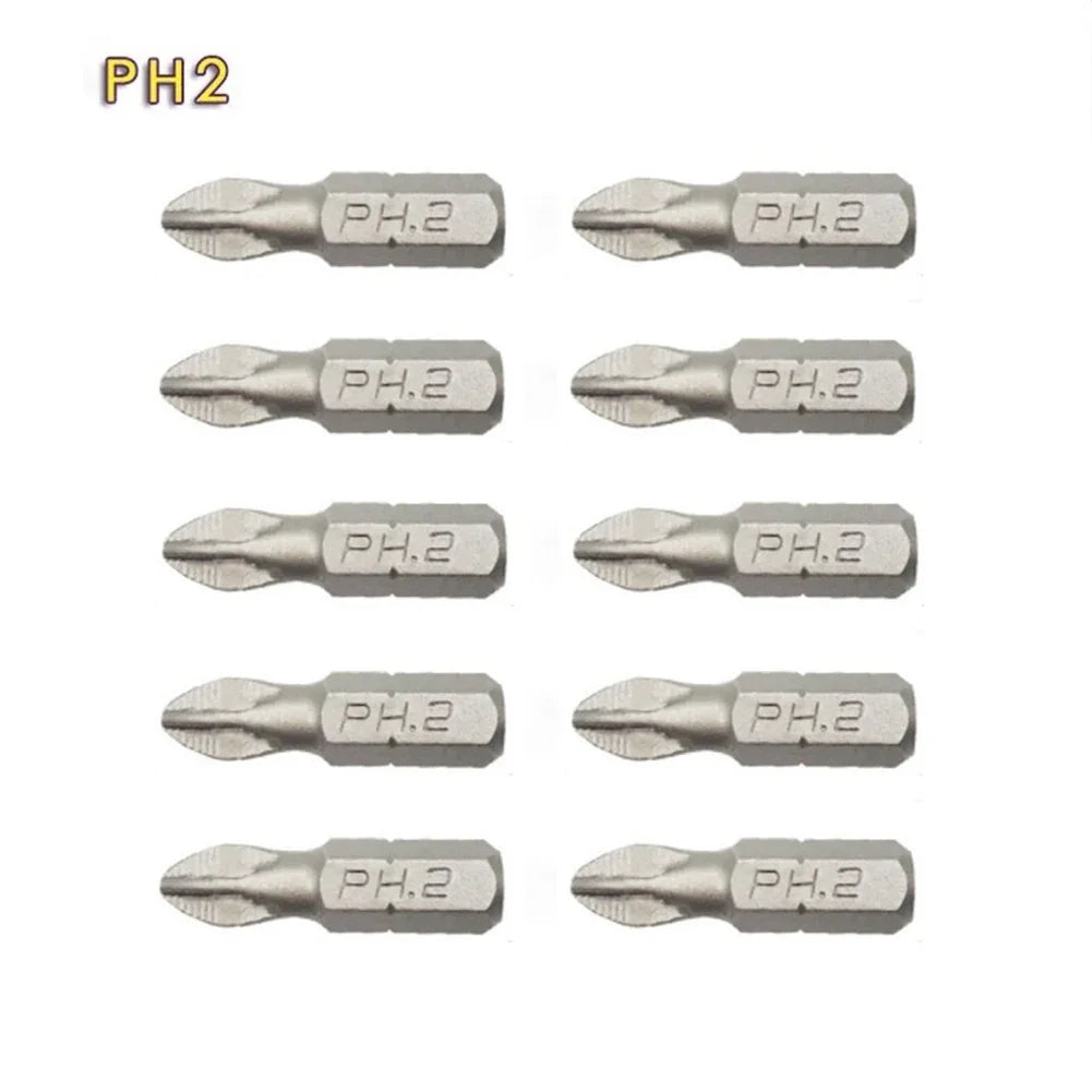 10-Pcs 25mm Anti-Slip Magnetic Hex Shank Screwdriver Bit Set – PH1, PH2, PH3, PZ1, PZ2, PZ3 Drill Bits