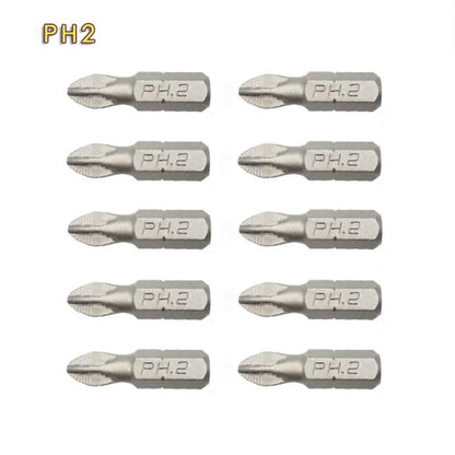 10-Pcs 25mm Anti-Slip Magnetic Hex Shank Screwdriver Bit Set – PH1, PH2, PH3, PZ1, PZ2, PZ3 Drill Bits