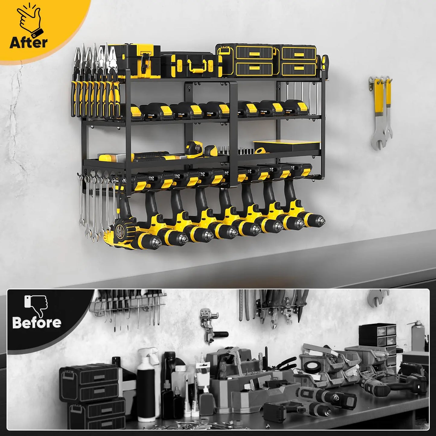 Heavy Duty Power Tool Organizer — 4-Layer Wall Mount Drill & Garage Storage Rack