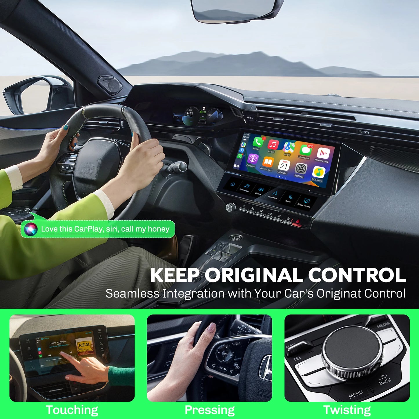 MMB Mini Wired to Wireless CarPlay Adapter – USB Plug & Play, Bluetooth 5.2 for Honda, Toyota Corolla, Peugeot 3008