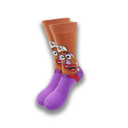 Men's Cartoon Character Crew Socks - Fun Novelty Cotton Casual Socks