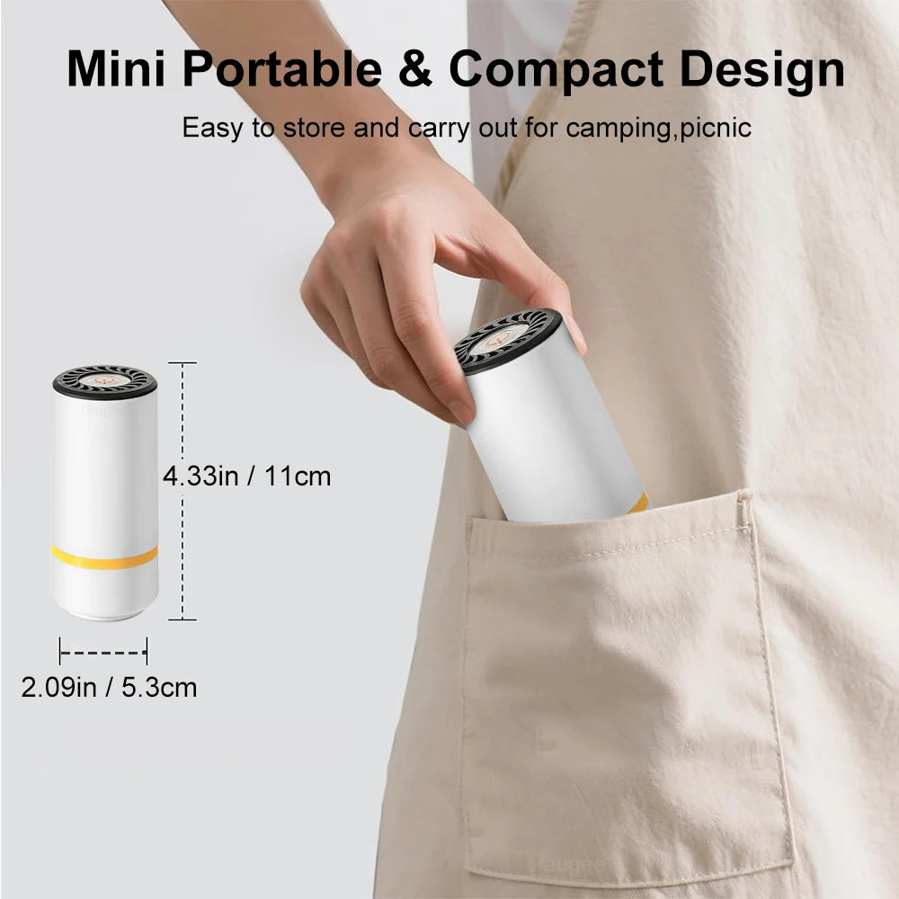 Portable Electric Vacuum Sealer Pump with Reusable BPA-Free Zipper Vacuum Bags – Handheld Food Storage Sealing Kit