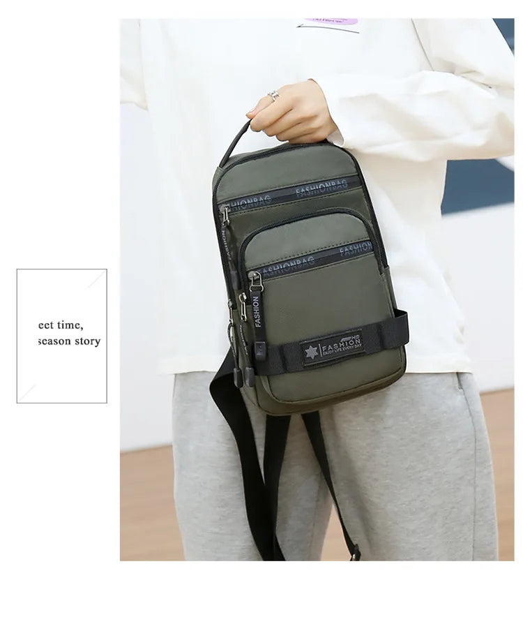 Men’s Chest Bag – Large Capacity Lightweight Nylon Crossbody Shoulder Backpack for Travel, Korean Style