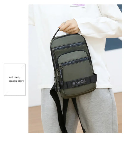 Men’s Chest Bag – Large Capacity Lightweight Nylon Crossbody Shoulder Backpack for Travel, Korean Style