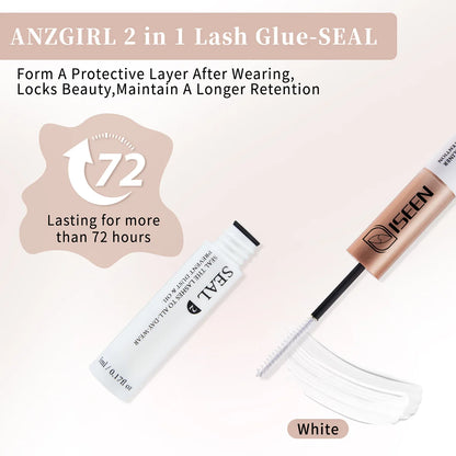 DIY Eyelash Extension Kit – Cluster Mix Eyelashes Set with Lash Bond & Seal, Tweezers & Brush for Full Lash Look