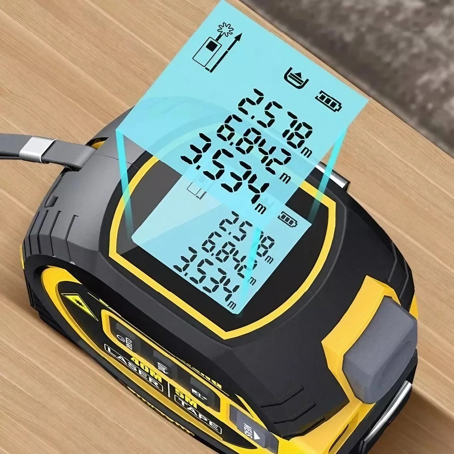 3-in-1 Laser Distance Measure 40/60M — Infrared Smart Ruler High-Precision Measuring Tool