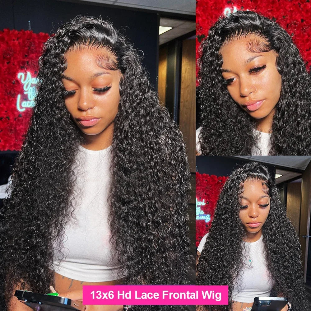 250% Density Deep Wave Lace Front Wig – 13x6 HD Water Wave Curly Frontal, Human Hair for Black Women
