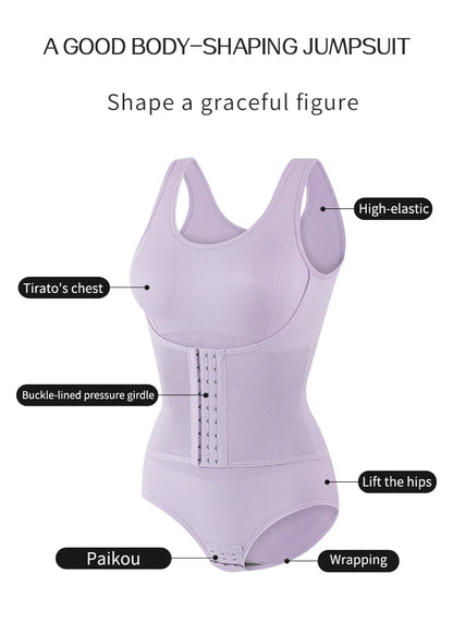 Bodysuit Shapewear – Double Breasted Tummy Control Body Shaper, Postpartum Slimming Waist Trainer & Comfort Corset for Flat Belly