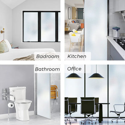 Frosted Glass Window Film - Sun Blocking Tinting Film for Home, Non-Adhesive Static Cling Bathroom Door Covering
