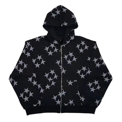 Y2K Star Print Hoodie Set - Harajuku Loose Streetwear Sweatshirt & Sweatpants