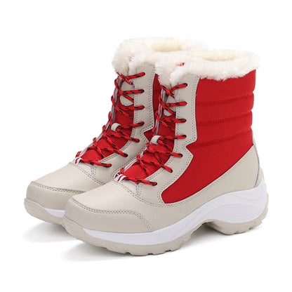 Women's Winter Snow Boots – Plush Lined Platform Flat Casual Shoes for Warmth and Comfort