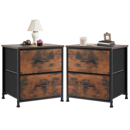 Nightstand Bedside Table – Coffee, Sofa & Tea Table with 2 Fabric Drawers for Bedroom Storage & Clothes Display