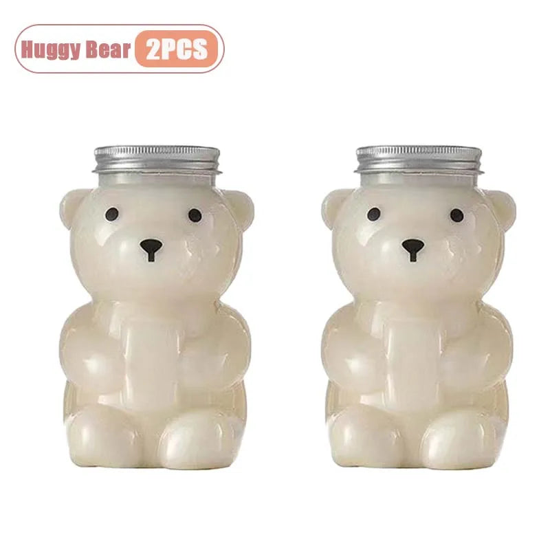 1-10PCS 500ml Cartoon Bear Portable Bottles – Cute Transparent Drink Containers for Bubble Tea, Juice & Party Supplies