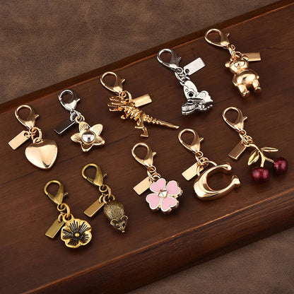 Fashion Bear Cherry Flower Keychain – Metal Y2K Letter C Bag Pendant & Car Key Ring Jewelry Gift for Women