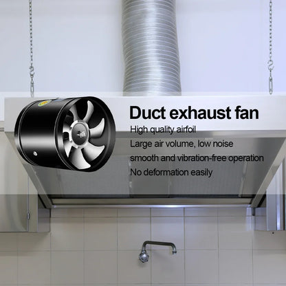 4/6/8 Inch Metal Pipe Air Ventilator – Low Noise Bathroom & Kitchen Exhaust Duct Fan