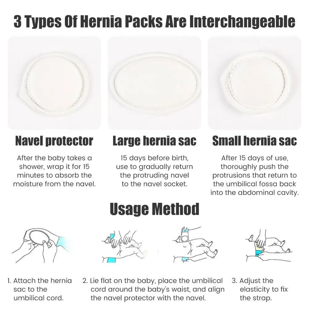 Infant Hernia Belt with 3 Pads — Umbilical & Inguinal Navel Support for Newborn Baby Belly Button Treatment