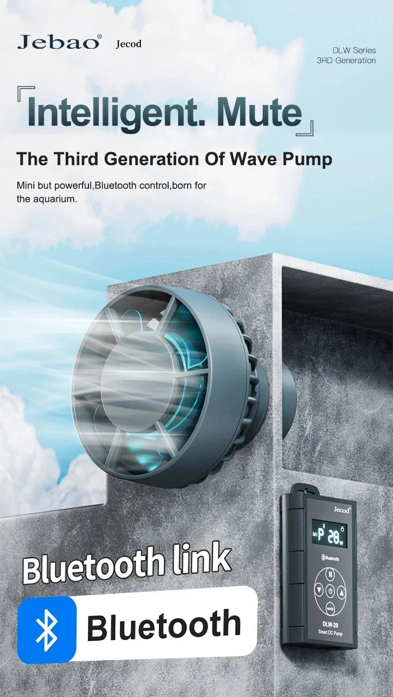 Jebao Jecod DLW Series Bluetooth Aquarium Wave Pump – 2024 Smart Mute DC Water Pump for Saltwater Fish Tanks