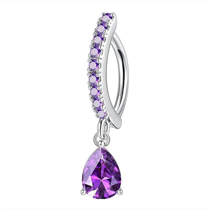 Stainless Steel Crystal Belly Button Ring - Fashion Drip Clicker Navel Piercing Jewelry for Women
