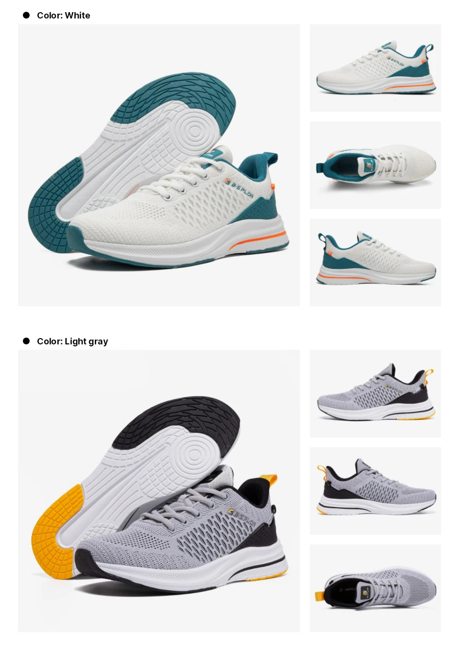 Baasploa Men’s Sport Shoes – Breathable Mesh Running & Casual Sneakers, Non-Slip Comfortable Outdoor Walking Shoes