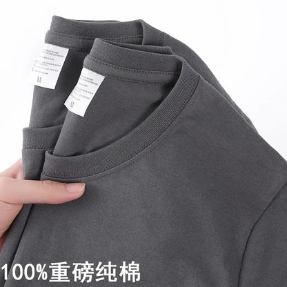 100% Cotton Unisex T-Shirt – Solid Color O-Neck Short Sleeve Tops for Men & Women, Summer Korean Loose Fit M-4XL